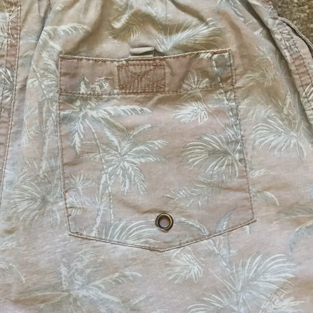 First Wave Swim Shorts Boys XLarge 14-16 Pink Palm Trees Drawstring Board Shorts